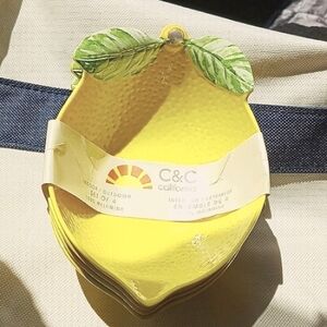 C & C California Melamine Lemon 🍋 Design, Indoor/Outdoor Set of 4 Serving